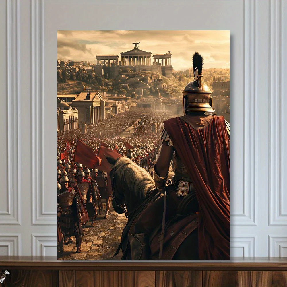 [Light Luxury Backdrop Wall Decor] Roman General Horseback Canvas Art Print - Unframed Cinematic-Inspired Wall Decor