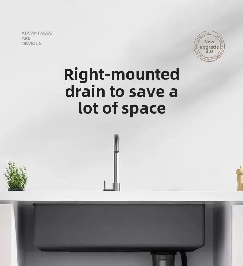 Thickened 304 Sink Stainless Steel Sink Single Vegetable Basin Dishwasher Table Stainless Steel Kitchen Accessories Basin Large