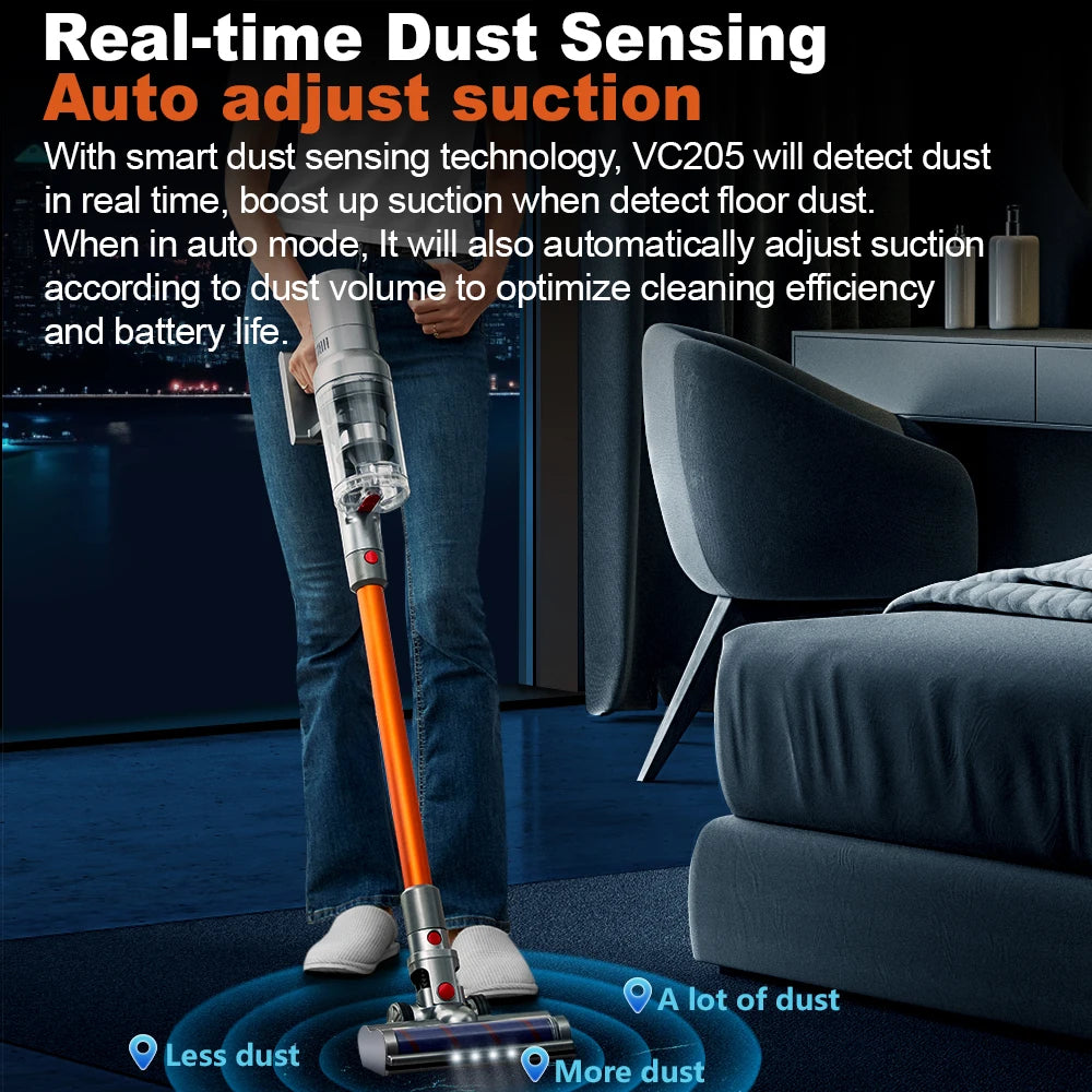 ABIR VC205 Cordless Handheld Vacuum Cleaner ,27000PA,Smart Dust Detction, Big Touch Screen,WithSmart Vacuum for Pet Home
