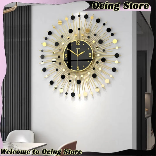 Modern Living Room Wall Clocks Gold Black Simple Stylish Wall Clock Art Unique Reloj De Pared Para Sala Home Furniture