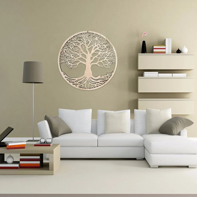 Tree of Life Wooden Wall Art Decor Hanging  Crafts Hollow Ornament for Home Bedroom Living Room Decoration Housewarming A0KE