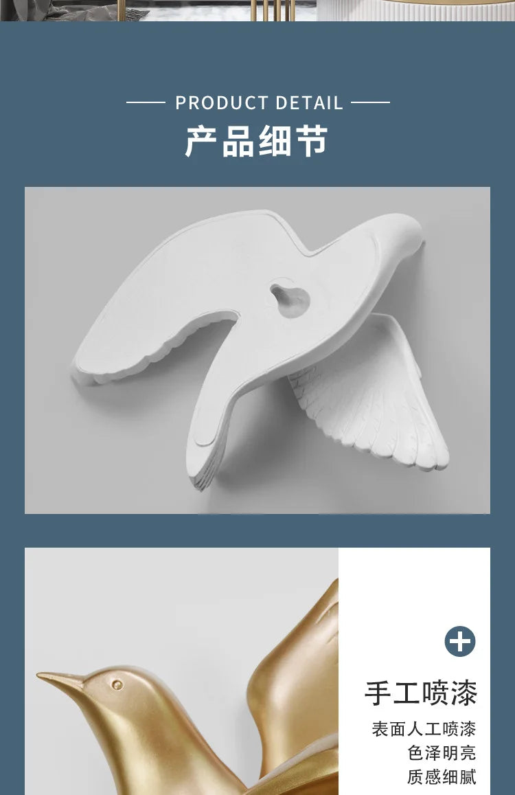 Bird Wall Hanging European Three-dimensional Creative Living Room Entrance Background Wall Decoration Wall Hanging
