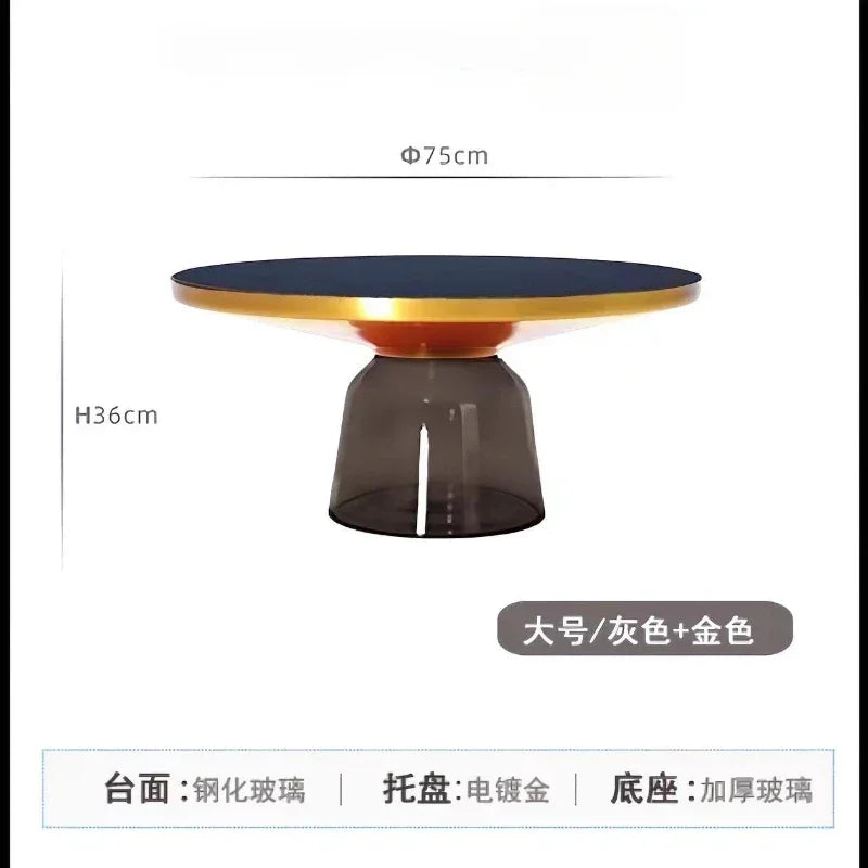 German Design Living Room Bedside Table, Sofa Side Table, Coffee Table, Indoor Round Glass, Nordic Light Luxury Coffee Table