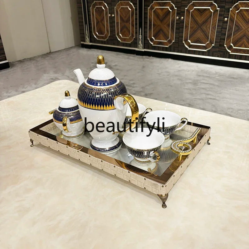 French solid wood coffee table, European court carved small apartment living room tea table neoclassical, furniture45