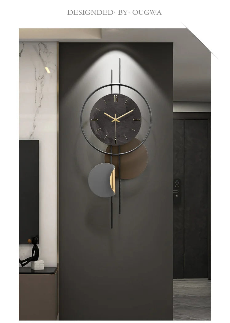 Wooden Grille Decorative Wall Clock, TV Background, New, 2024