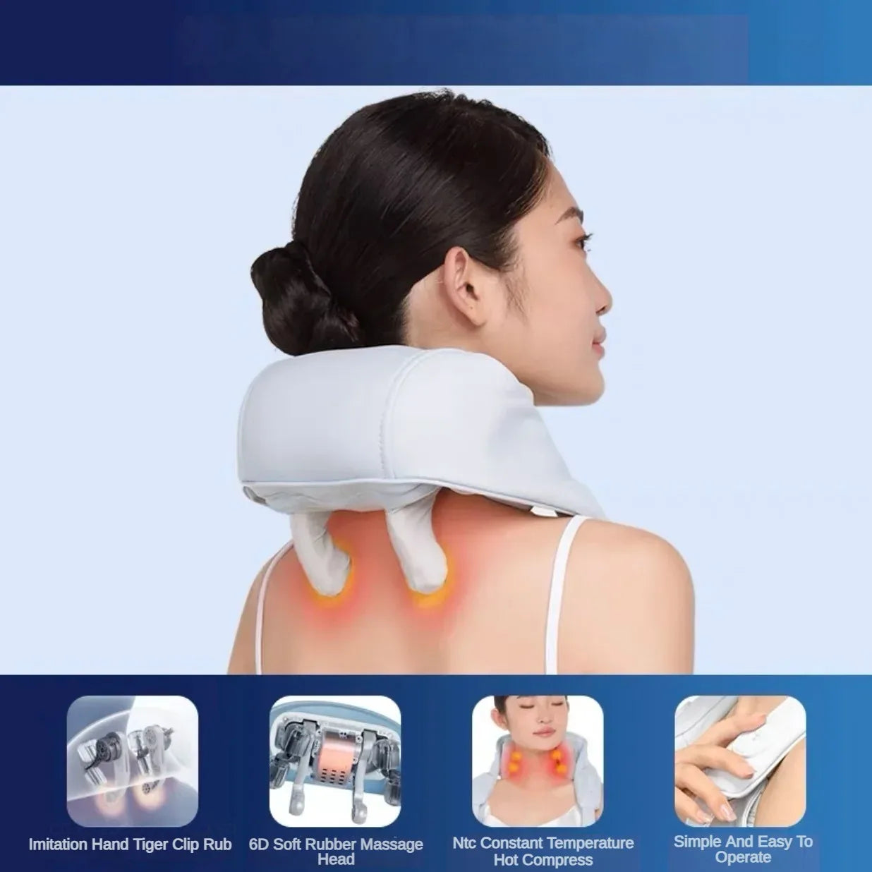 Xiaomi Miaojie R3 Kneading Shiatsu Massage Shawl Neck Chiropractic Massager for Home Shoulder Pain Relief Heating Pillow Massage