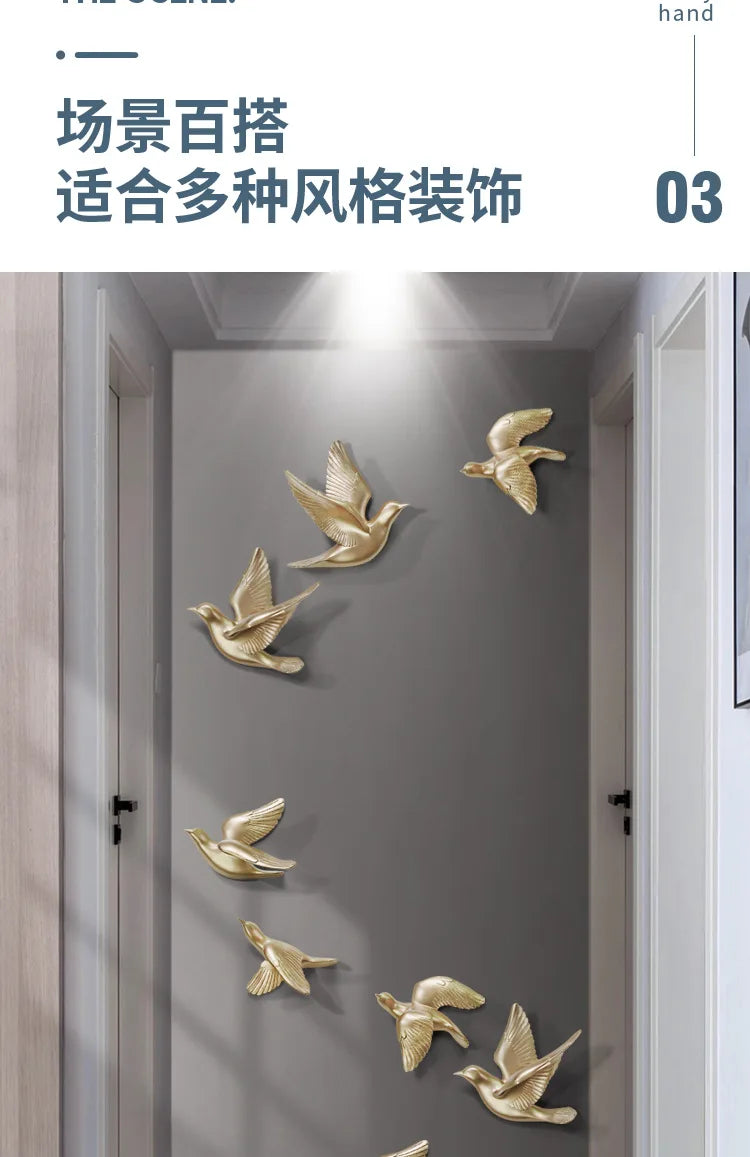 Bird Wall Hanging European Three-dimensional Creative Living Room Entrance Background Wall Decoration Wall Hanging