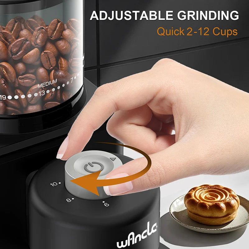 Coffee Bean Grinder Automatic Conical Burr Grinder 25 Precise Grindings with Powder Blower for Espresso French Coffee 2-12 Cups