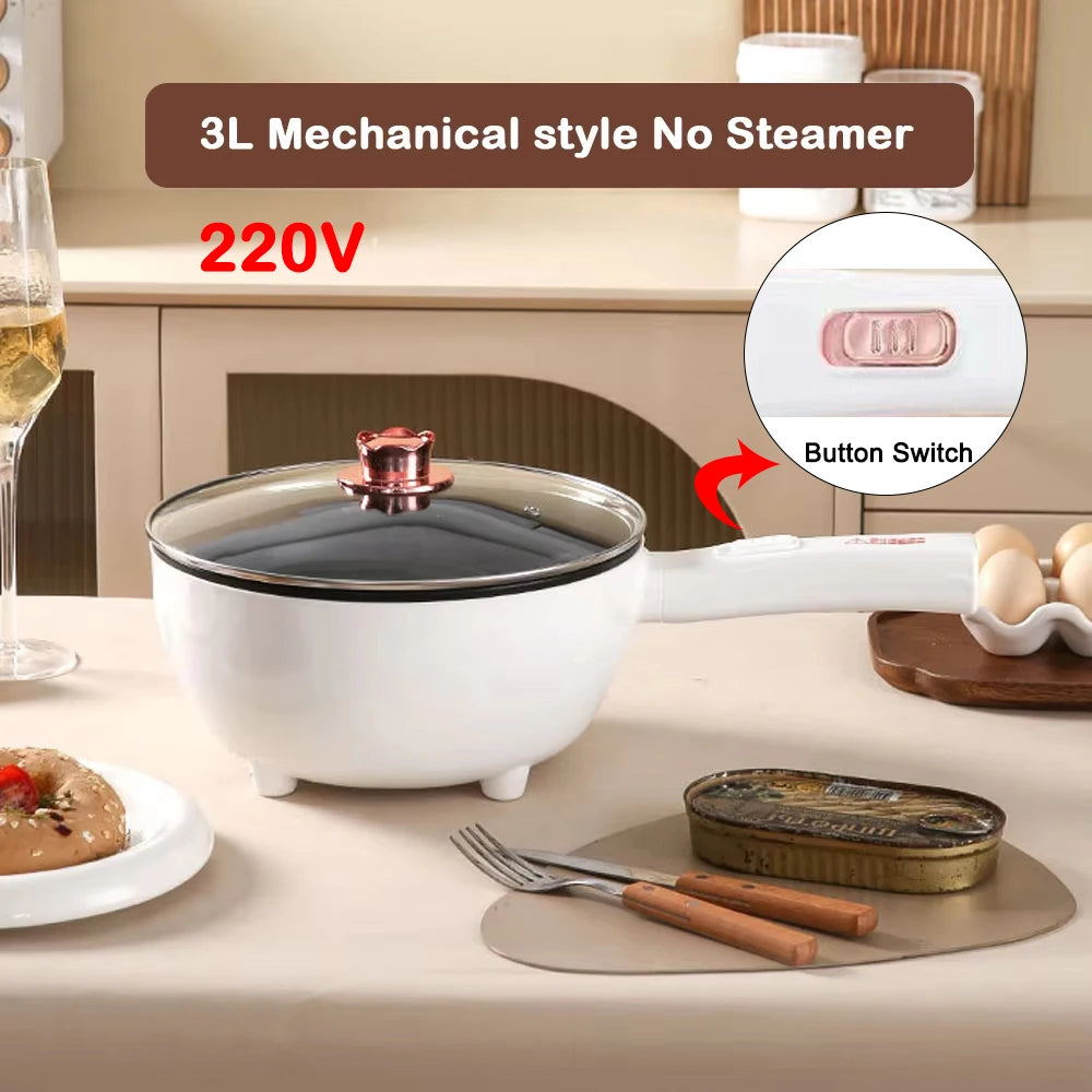 DMWD 3L Multi-function Electric Stir-fry Meal Wok Non-Stick Frying Pan Food Steamer Smart Smoke-free Hot Pot Stew Cooking Heater