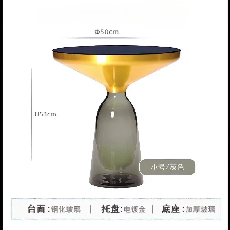 German Design Living Room Bedside Table, Sofa Side Table, Coffee Table, Indoor Round Glass, Nordic Light Luxury Coffee Table