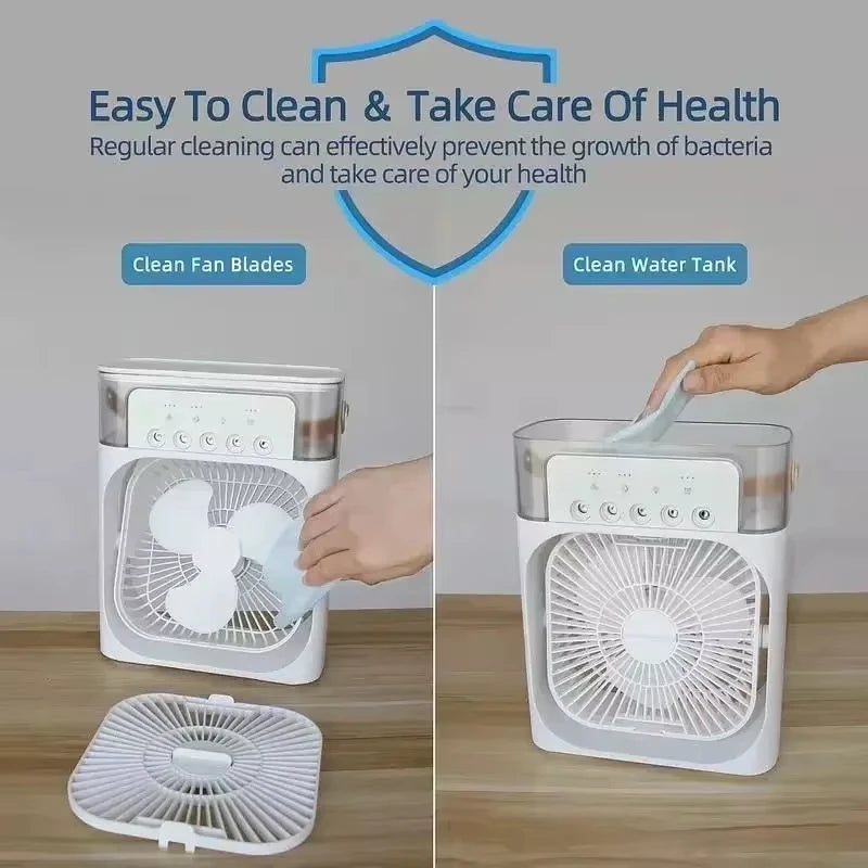 New Portable 3 In 1 Fan AIr Conditioner Household Small Air Cooler LED Night Lights Humidifier Air Adjustment Home Fans