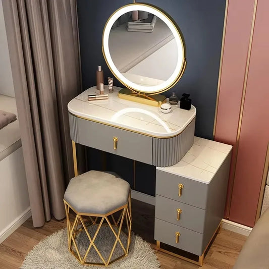 Simple Elegant Vanity Table Luxury Vintage Modern Storage Vanity Table Nordic Classic Table Coiffeuse Maquillage Furniture