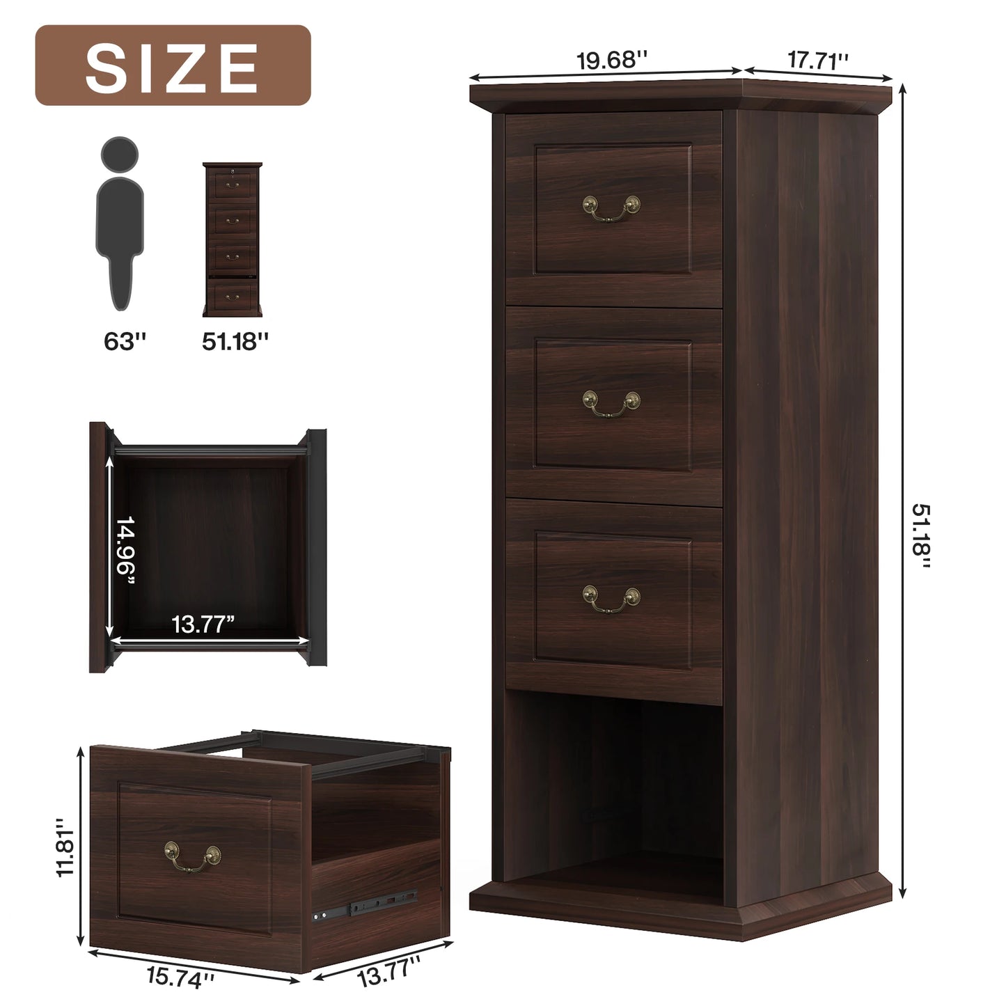 Tribesigns 4-Drawer File Cabinet Filing Cabinet, Vertical File Cabinet Home Office Wood Filing Cabinet for A4 /Letter Size