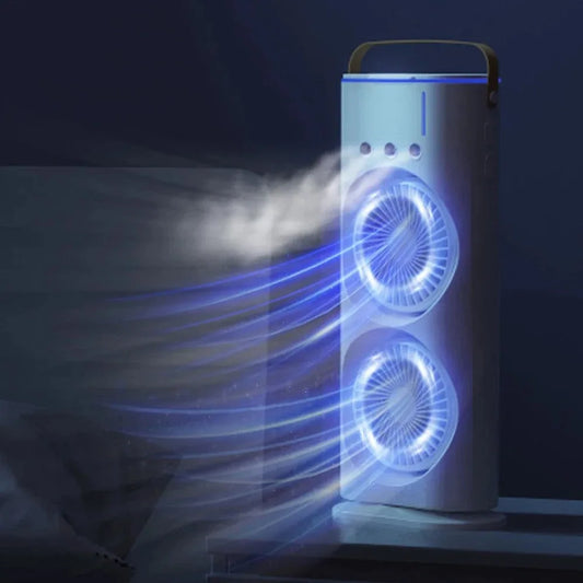 3-in-1 fan air conditioner, household small LED air cooler, portable night light, air conditioning humidifier, fan, gift
