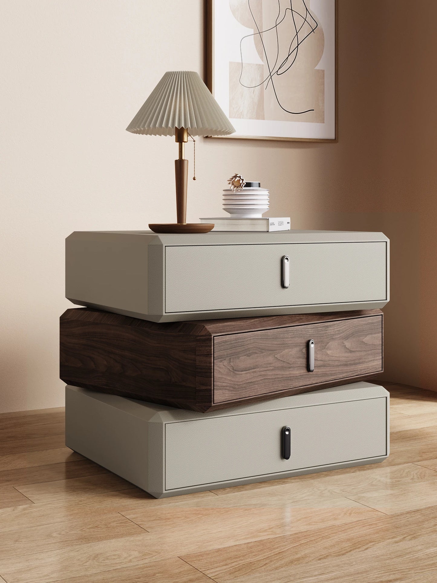 Rotating Solid Ｗood Ｎightstand Modern White Drawer Nordic Hotel Bedside Table Small Storage Mesitas De Noche Home Furniture