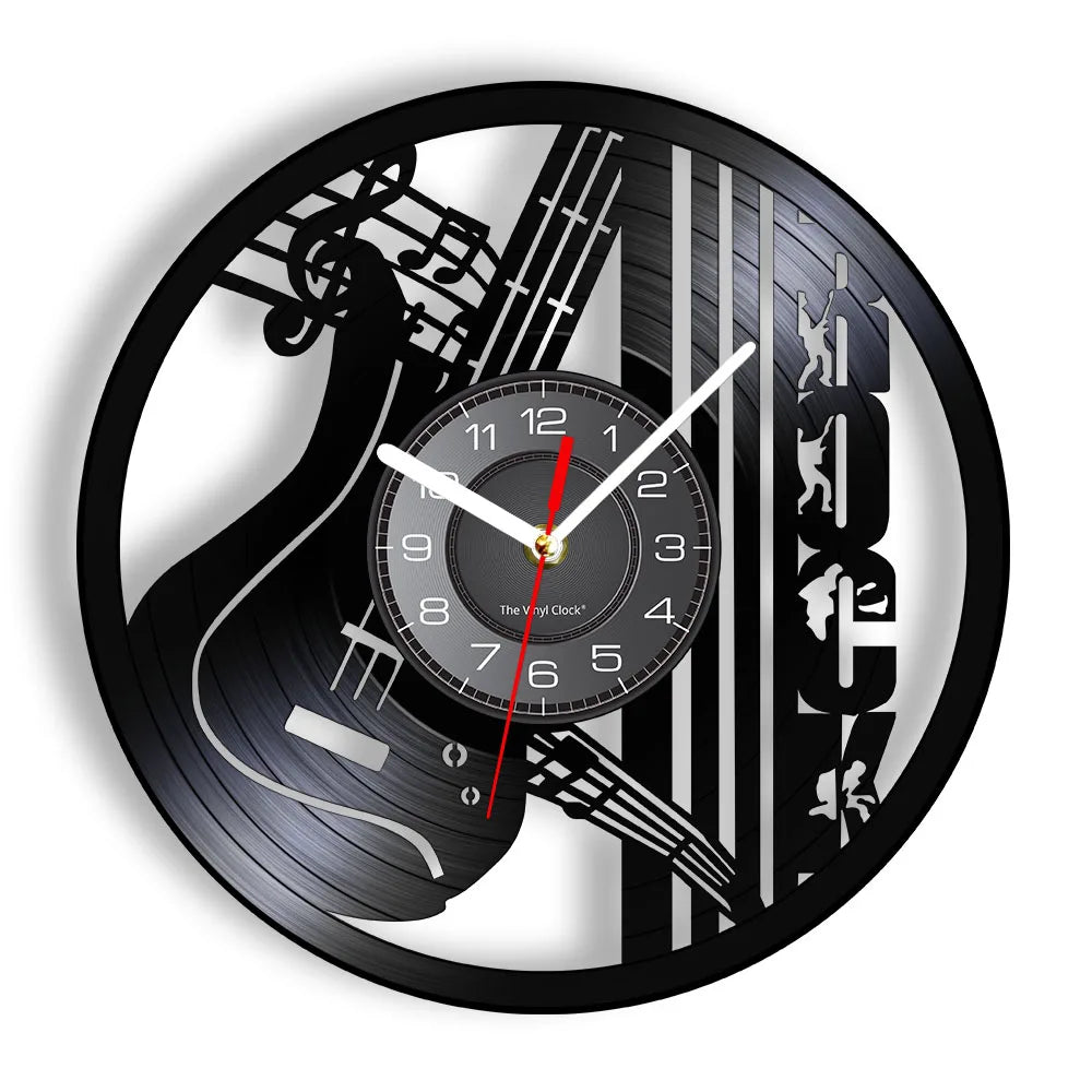 Guitar and Drum Kits Wall Clock Guitar Player Music Vinyl Record Clock Rock Music Instrument Guitar Wall Art Rock n Rock Gift