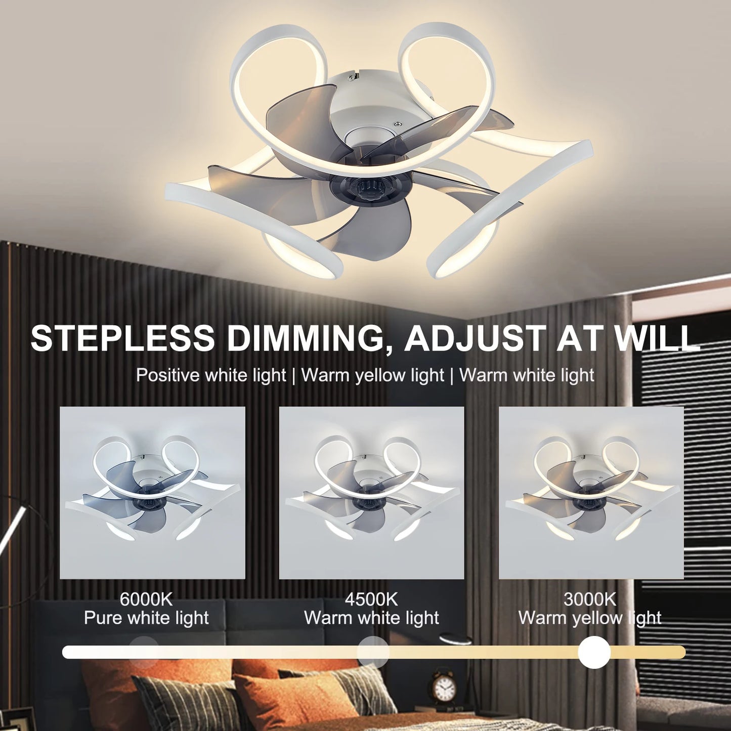 Modern Ceiling Fan Home Decorative Pendant Fan With Lamp Reversible Motor Suitable kitchen living room creative chandelier fan