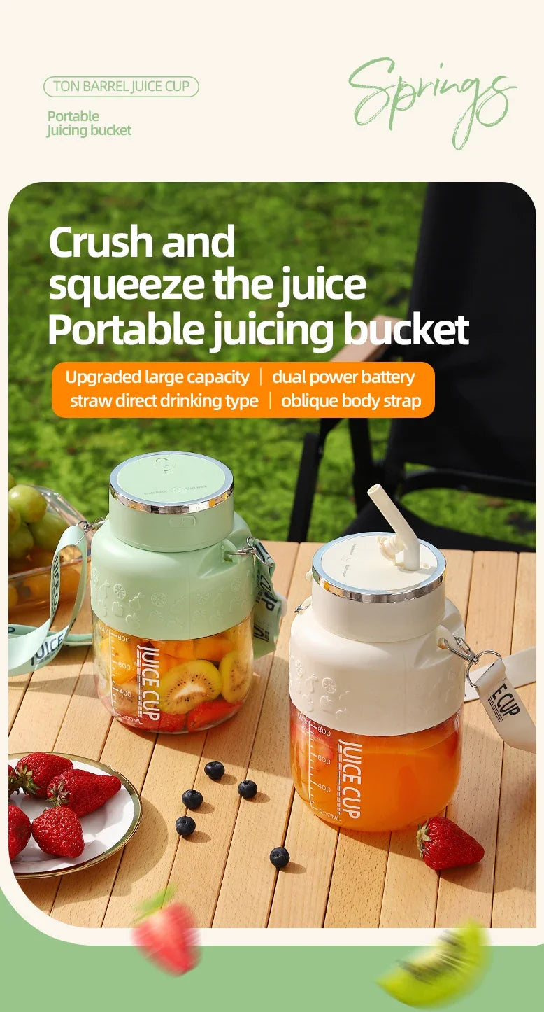 Wireless Portable Juicing Bucket Electric 800ml Sports Cup Fresh Fruit Juicer With Large Capacity and 10 Stainless Steel Blades