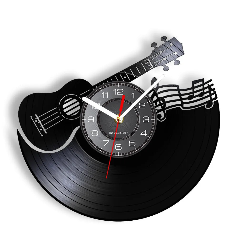 Guitar and Drum Kits Wall Clock Guitar Player Music Vinyl Record Clock Rock Music Instrument Guitar Wall Art Rock n Rock Gift