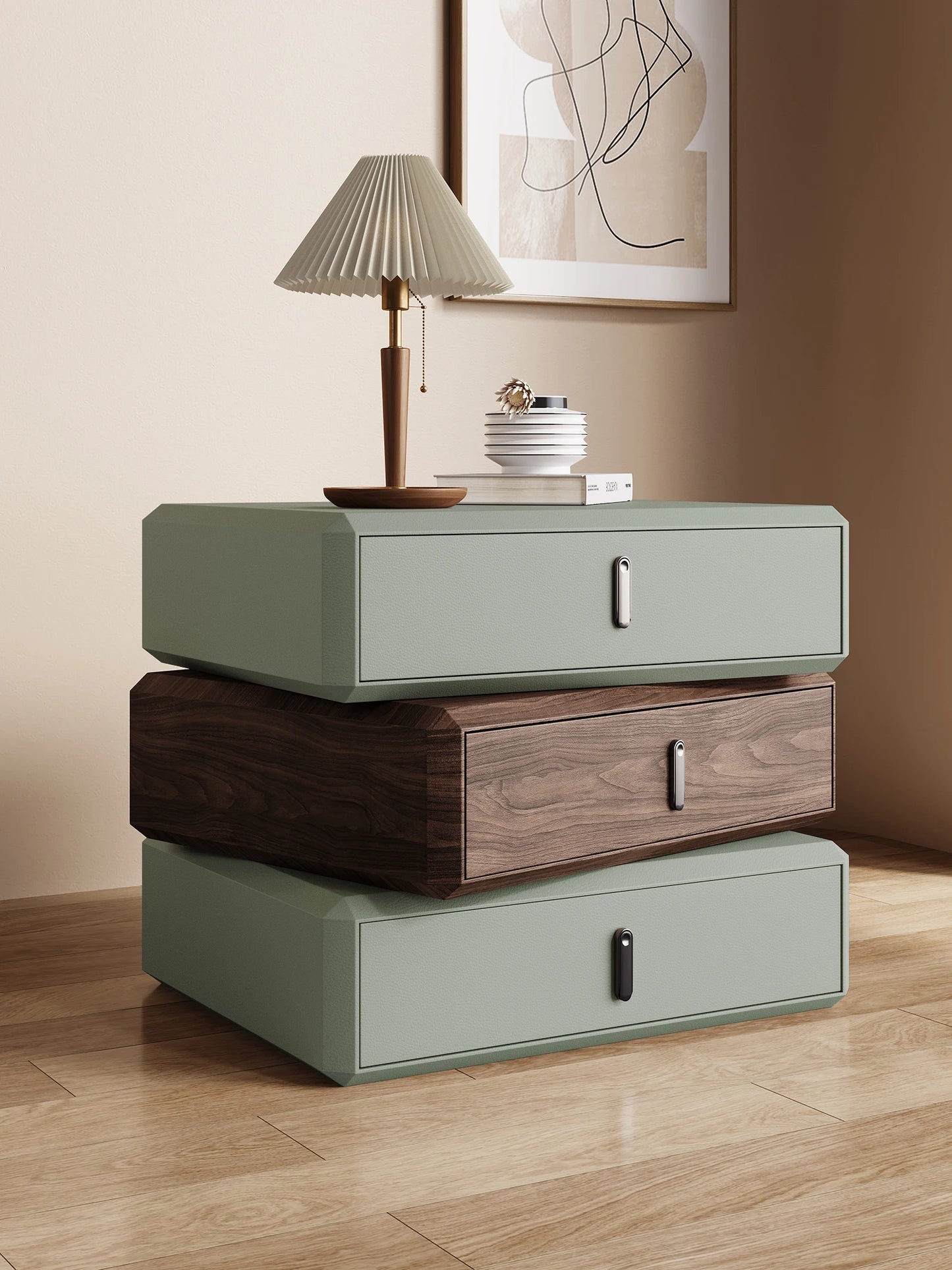 Rotating Solid Ｗood Ｎightstand Modern White Drawer Nordic Hotel Bedside Table Small Storage Mesitas De Noche Home Furniture