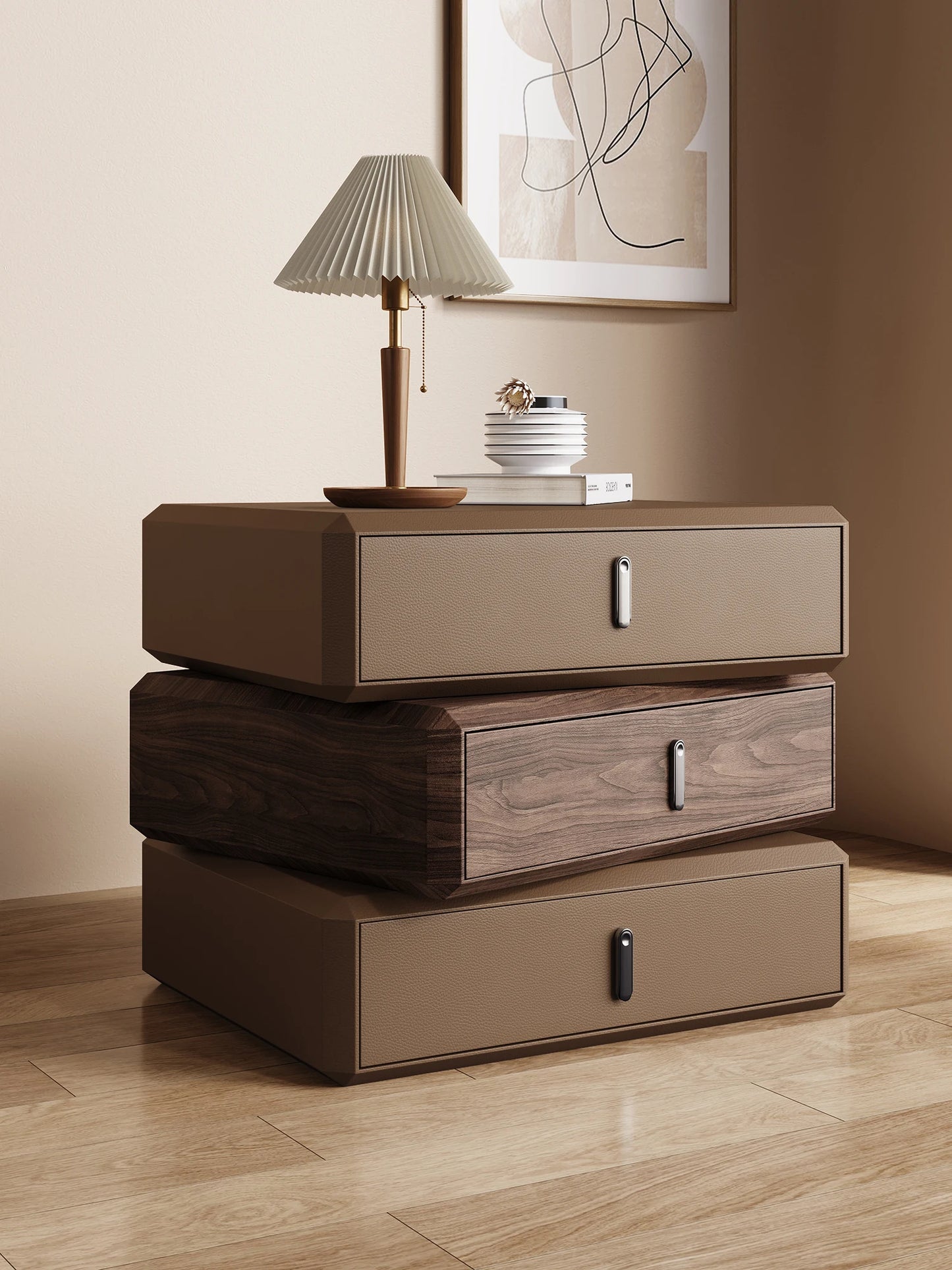 Rotating Solid Ｗood Ｎightstand Modern White Drawer Nordic Hotel Bedside Table Small Storage Mesitas De Noche Home Furniture