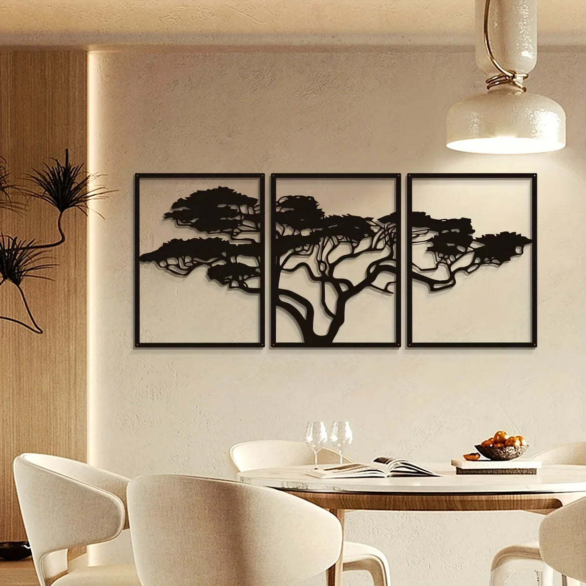 3pcs Black Metal Wall Art Decor Tree Of Life Metal Tree Wall Art Tree Sign Metal Wall Decoration Housewarming Hanging Wall Art