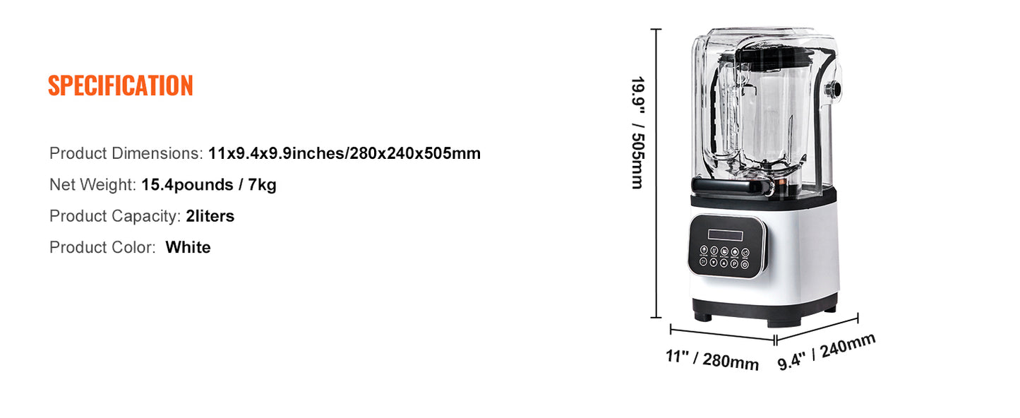 SucceBuy 2L Smoothie Blender Commercial Grade Food Fruit Processor Multifunctional Mixer Make Shakes And Crush Technology