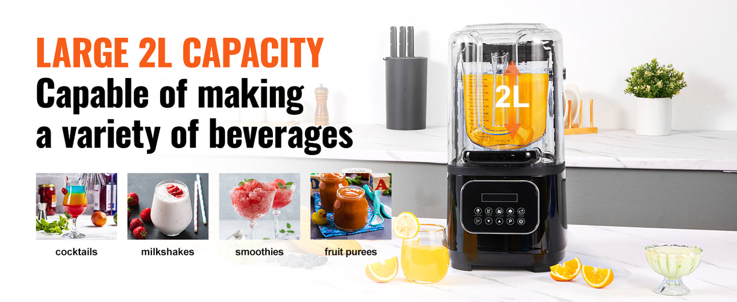 SucceBuy 2L Smoothie Blender Commercial Grade Food Fruit Processor Multifunctional Mixer Make Shakes And Crush Technology